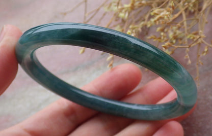 Certified Icy Green Burma 100% Natural A JADE Jadeite Circle Bangle Bracelet 56 mm 手镯 651794 TN