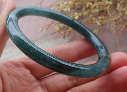 Certified Icy Green Burma 100% Natural A JADE Jadeite Circle Bangle Bracelet 56 mm 手镯 651794 TN