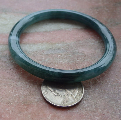 Certified Icy Green Burma 100% Natural A JADE Jadeite Circle Bangle Bracelet 56 mm 手镯 651794 TN