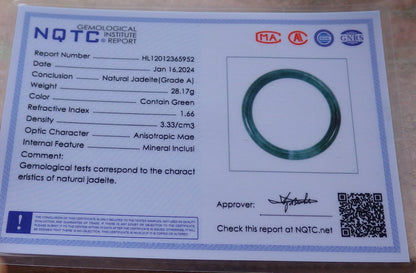 Certified Icy Green Burma 100% Natural A JADE Jadeite Circle Bangle Bracelet 56 mm 手镯 651794 TN