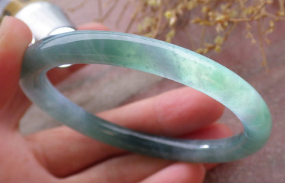 Certified Icy Green Burma 100% Natural A JADE Jadeite Circle Bangle Bracelet 56 mm 手镯 651808 TN