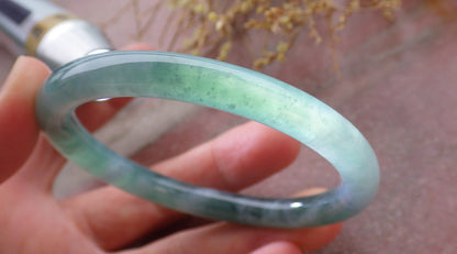 Certified Icy Green Burma 100% Natural A JADE Jadeite Circle Bangle Bracelet 56 mm 手镯 651808 TN