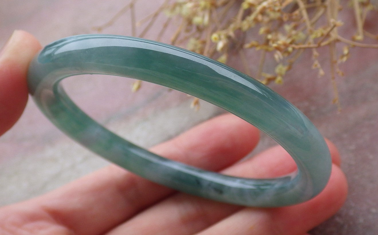 Certified Icy Green Burma 100% Natural A JADE Jadeite Circle Bangle Bracelet 56 mm 手镯 651808 TN
