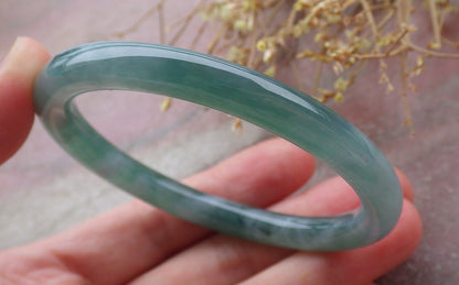Certified Icy Green Burma 100% Natural A JADE Jadeite Circle Bangle Bracelet 56 mm 手镯 651808 TN