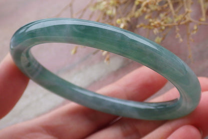 Certified Icy Green Burma 100% Natural A JADE Jadeite Circle Bangle Bracelet 56 mm 手镯 651808 TN