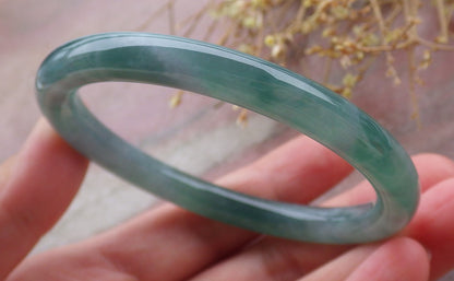 Certified Icy Green Burma 100% Natural A JADE Jadeite Circle Bangle Bracelet 56 mm 手镯 651808 TN