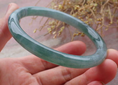 Certified Icy Green Burma 100% Natural A JADE Jadeite Circle Bangle Bracelet 56 mm 手镯 651808 TN