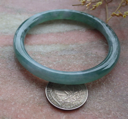 Certified Icy Green Burma 100% Natural A JADE Jadeite Circle Bangle Bracelet 56 mm 手镯 651808 TN