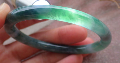 Certified Icy Green Burma 100% Natural A JADE Jadeite Circle Bangle Bracelet 56 mm 手镯 651837 TN