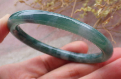 Certified Icy Green Burma 100% Natural A JADE Jadeite Circle Bangle Bracelet 56 mm 手镯 651837 TN