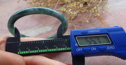 Certified Icy Green Burma 100% Natural A JADE Jadeite Circle Bangle Bracelet 56 mm 手镯 651837 TN