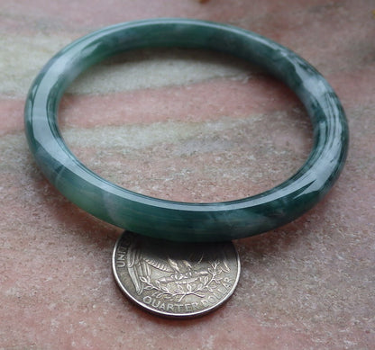 Certified Icy Green Burma 100% Natural A JADE Jadeite Circle Bangle Bracelet 56 mm 手镯 651837 TN