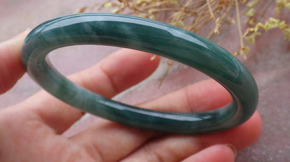 Certified Icy Green Burma 100% Natural A JADE Jadeite Circle Bangle Bracelet 56 mm 手镯 651854 TN