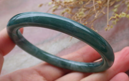 Certified Icy Green Burma 100% Natural A JADE Jadeite Circle Bangle Bracelet 56 mm 手镯 651854 TN