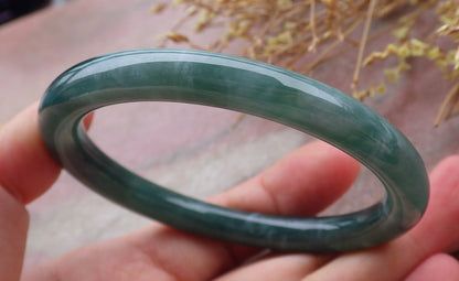 Certified Icy Green Burma 100% Natural A JADE Jadeite Circle Bangle Bracelet 56 mm 手镯 651854 TN