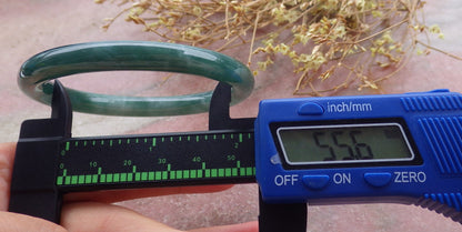 Certified Icy Green Burma 100% Natural A JADE Jadeite Circle Bangle Bracelet 56 mm 手镯 651854 TN