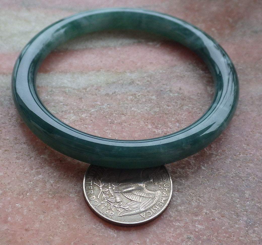 Certified Icy Green Burma 100% Natural A JADE Jadeite Circle Bangle Bracelet 56 mm 手镯 651854 TN