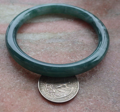 Certified Icy Green Burma 100% Natural A JADE Jadeite Circle Bangle Bracelet 56 mm 手镯 651854 TN