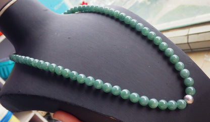 Certified Icy Green Burma 100% Natural A JADE Jadeite Bead beads Necklace 26 inches 项链 651879 TN