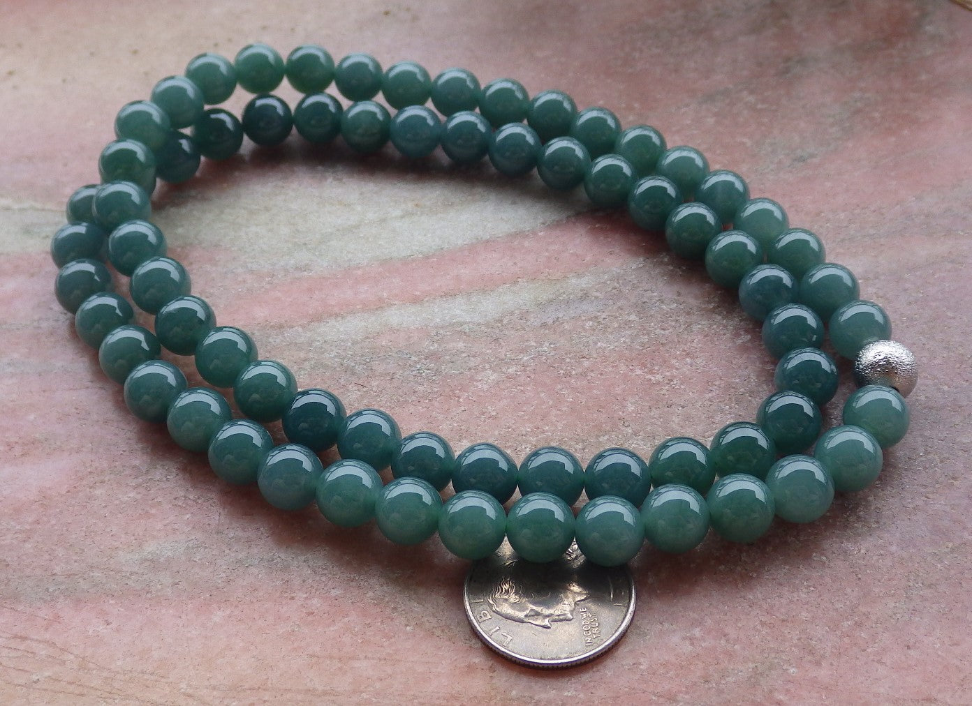 Certified Icy Green Burma 100% Natural A JADE Jadeite Bead beads Necklace 26 inches 项链 651879 TN