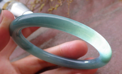 Certified Icy Green Burma 100% Natural A JADE Jadeite Circle Bangle Bracelet 56 mm 手镯 651887 TN