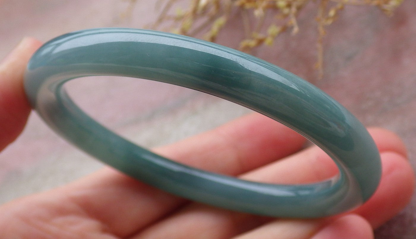 Certified Icy Green Burma 100% Natural A JADE Jadeite Circle Bangle Bracelet 56 mm 手镯 651887 TN