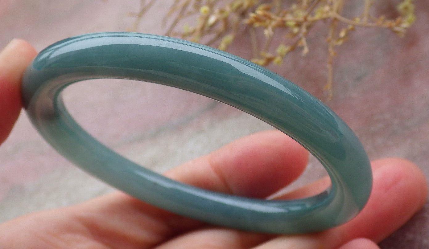 Certified Icy Green Burma 100% Natural A JADE Jadeite Circle Bangle Bracelet 56 mm 手镯 651887 TN