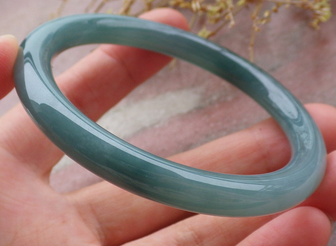 Certified Icy Green Burma 100% Natural A JADE Jadeite Circle Bangle Bracelet 56 mm 手镯 651887 TN