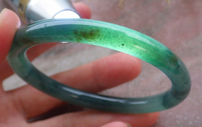 Certified Icy Green Burma 100% Natural A JADE Jadeite Circle Bangle Bracelet 57 mm 手镯 651901 TN