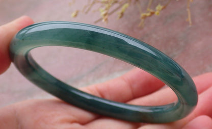 Certified Icy Green Burma 100% Natural A JADE Jadeite Circle Bangle Bracelet 57 mm 手镯 651901 TN