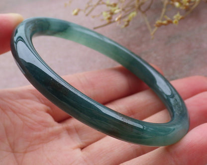 Certified Icy Green Burma 100% Natural A JADE Jadeite Circle Bangle Bracelet 57 mm 手镯 651901 TN