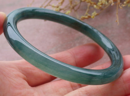 Certified Icy Green Burma 100% Natural A JADE Jadeite Circle Bangle Bracelet 57 mm 手镯 651901 TN