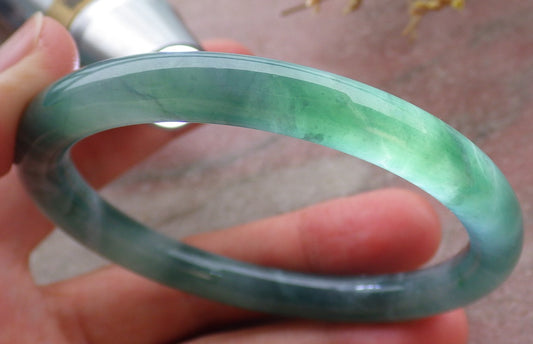 Certified Icy Green Burma 100% Natural A JADE Jadeite Circle Bangle Bracelet 56 mm 手镯 651916 TN