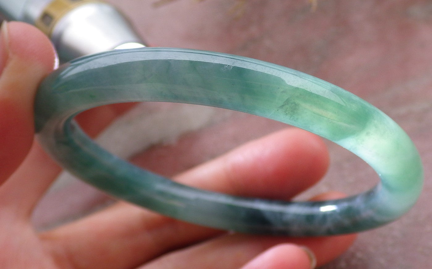Certified Icy Green Burma 100% Natural A JADE Jadeite Circle Bangle Bracelet 56 mm 手镯 651916 TN