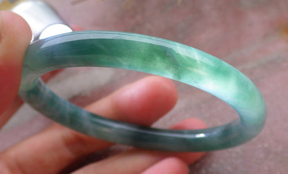 Certified Icy Green Burma 100% Natural A JADE Jadeite Circle Bangle Bracelet 56 mm 手镯 651916 TN