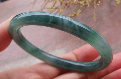 Certified Icy Green Burma 100% Natural A JADE Jadeite Circle Bangle Bracelet 56 mm 手镯 651916 TN