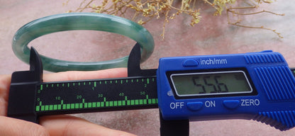 Certified Icy Green Burma 100% Natural A JADE Jadeite Circle Bangle Bracelet 56 mm 手镯 651916 TN