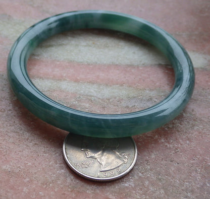 Certified Icy Green Burma 100% Natural A JADE Jadeite Circle Bangle Bracelet 56 mm 手镯 651916 TN