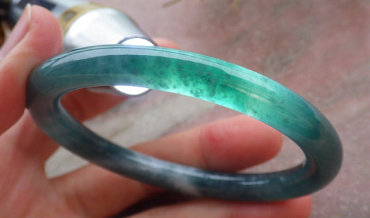 Certified Icy Green Burma 100% Natural A JADE Jadeite Circle Bangle Bracelet 56 mm 手镯 651931 TN
