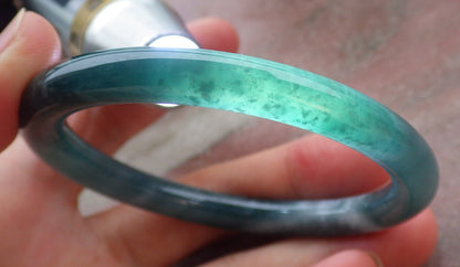 Certified Icy Green Burma 100% Natural A JADE Jadeite Circle Bangle Bracelet 56 mm 手镯 651931 TN