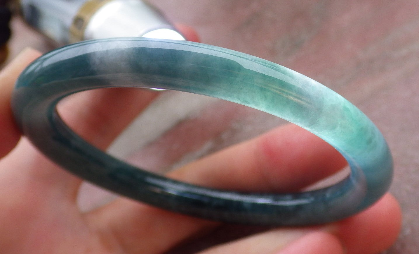 Certified Icy Green Burma 100% Natural A JADE Jadeite Circle Bangle Bracelet 56 mm 手镯 651931 TN