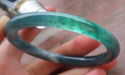 Certified Icy Green Burma 100% Natural A JADE Jadeite Circle Bangle Bracelet 56 mm 手镯 651931 TN