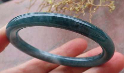 Certified Icy Green Burma 100% Natural A JADE Jadeite Circle Bangle Bracelet 56 mm 手镯 651931 TN