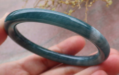 Certified Icy Green Burma 100% Natural A JADE Jadeite Circle Bangle Bracelet 56 mm 手镯 651931 TN