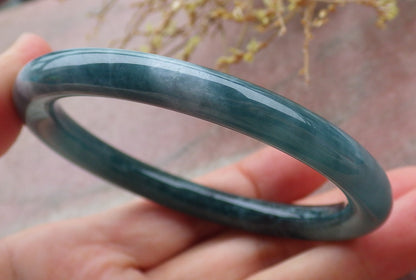 Certified Icy Green Burma 100% Natural A JADE Jadeite Circle Bangle Bracelet 56 mm 手镯 651931 TN