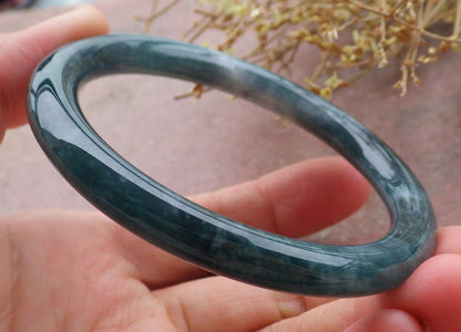 Certified Icy Green Burma 100% Natural A JADE Jadeite Circle Bangle Bracelet 56 mm 手镯 651931 TN
