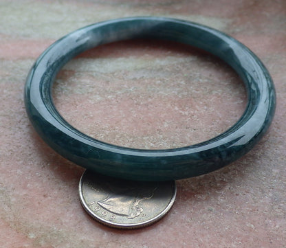Certified Icy Green Burma 100% Natural A JADE Jadeite Circle Bangle Bracelet 56 mm 手镯 651931 TN