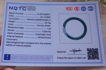 Certified Icy Green Burma 100% Natural A JADE Jadeite Circle Bangle Bracelet 56 mm 手镯 651931 TN