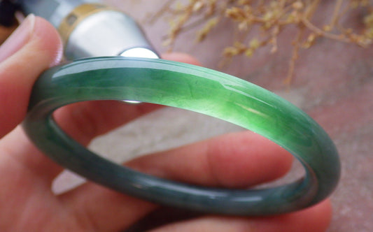 Certified Icy Green Burma 100% Natural A JADE Jadeite Circle Bangle Bracelet 57 mm 手镯 651944 TN