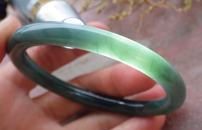 Certified Icy Green Burma 100% Natural A JADE Jadeite Circle Bangle Bracelet 57 mm 手镯 651944 TN